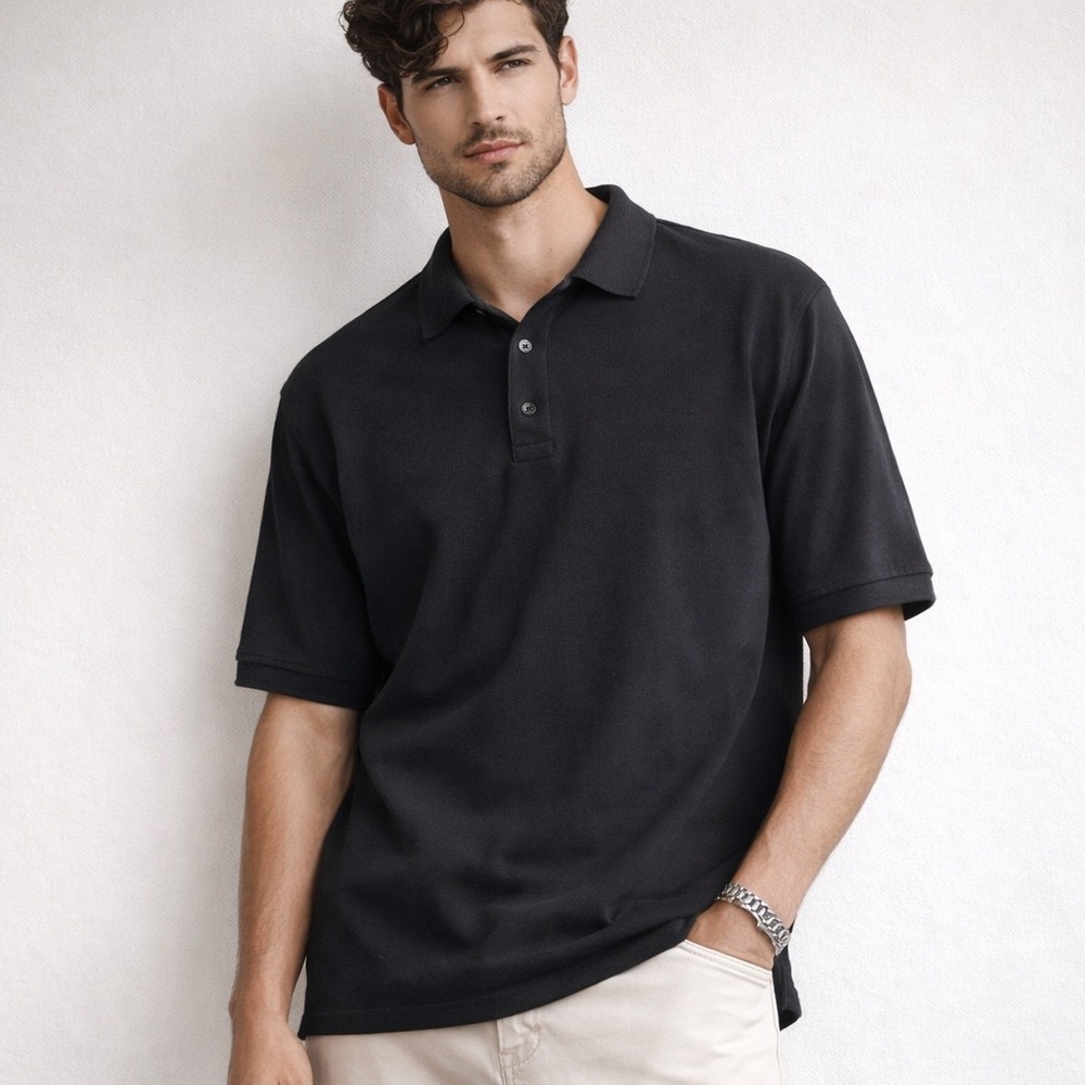 Vintage Levi's Polo Shirt Mens Large Black 90s Retro Cotton Blend Casual Classic